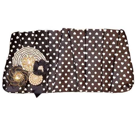 Express Handbags - Express Heart Shape Polka Dot Clutch